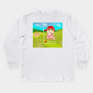 She plays golf, Yayoi Kusama inspired and her pumpkin golf balls Kids Long Sleeve T-Shirt